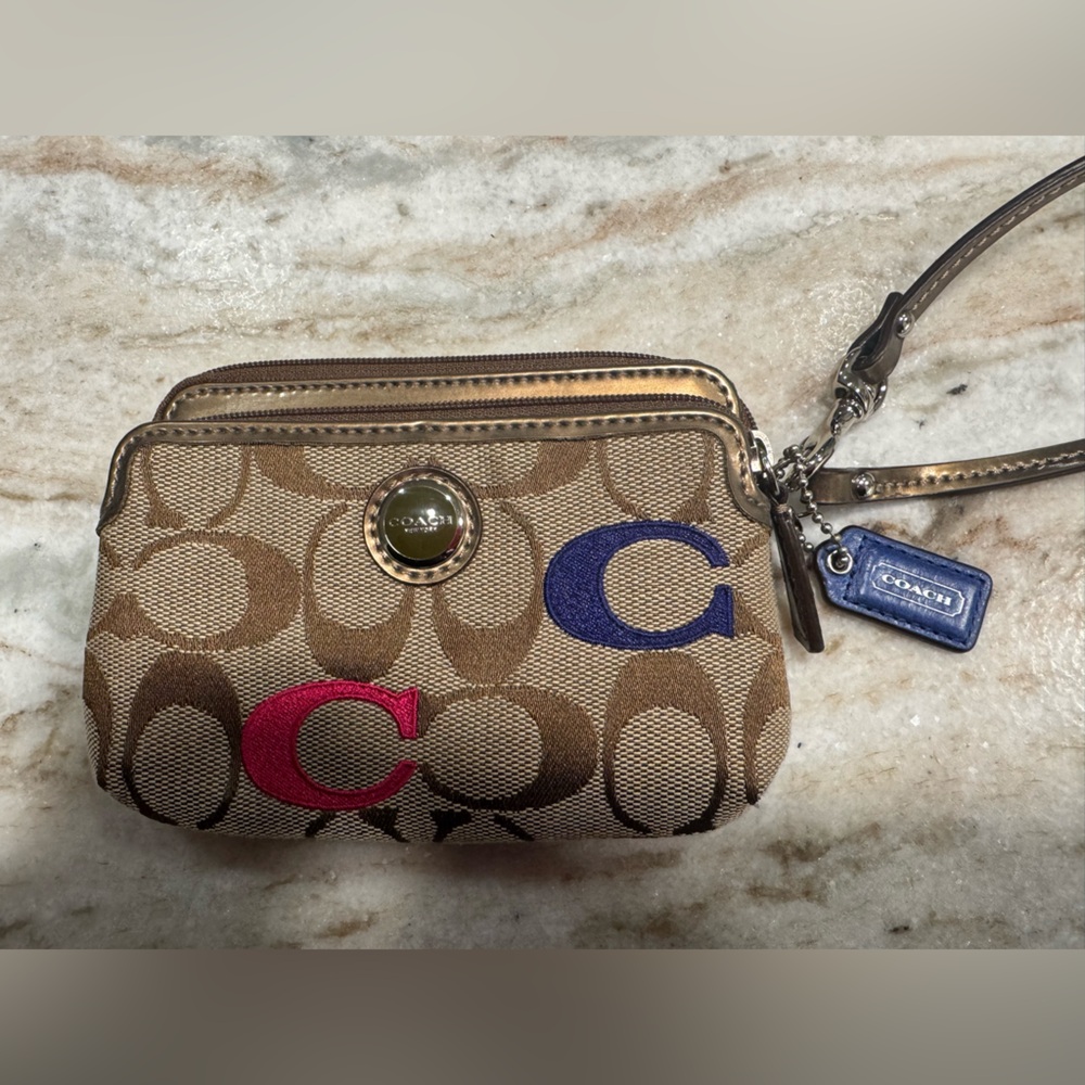 Coach Poppy Wristlet with colorful Accent Cs and bronze handle - Picture 5 of 8